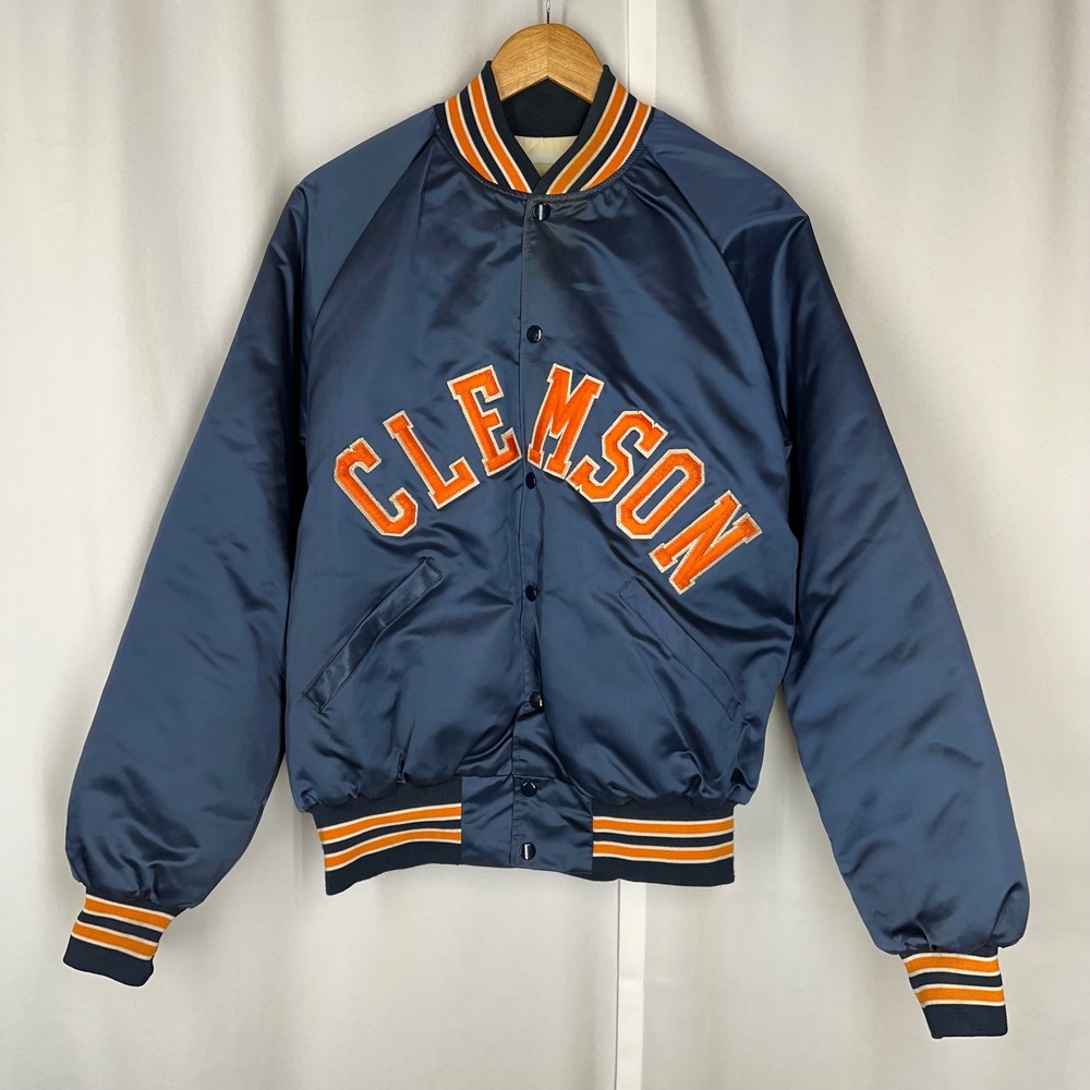 Vintage 80s/90s Ebert Sports Clemson Tigers Men's XL Satin Jacket USA READ